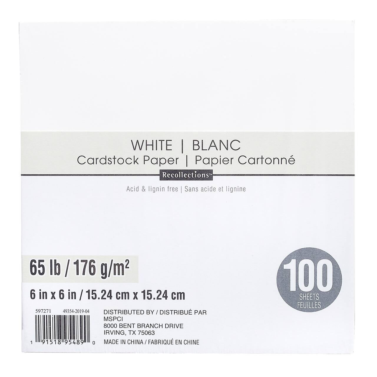 12 Packs: 100 ct. (1,200 total) White 6" x 6" Cardstock Paper by Recollections™